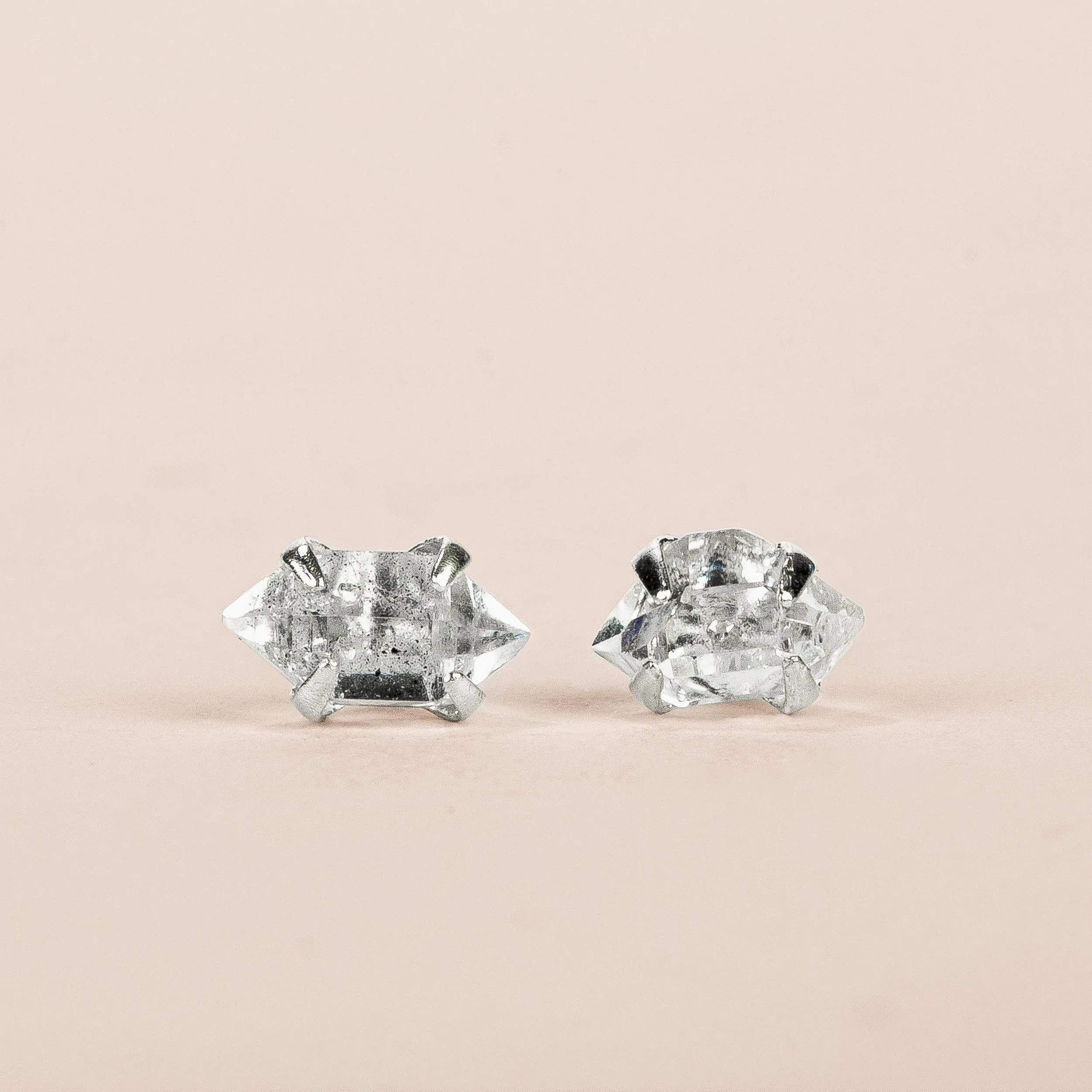 Tiny Raw Herkimer Diamond Stud Earrings