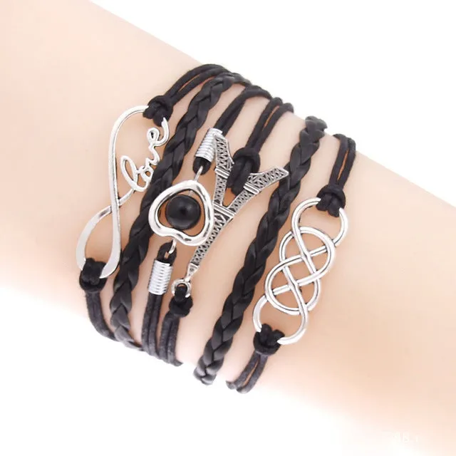 Tomtosh Fashion multilayer Charm bracelet anchor bracelet men gift paracord bracelets love pulsera hombre leather bracelet