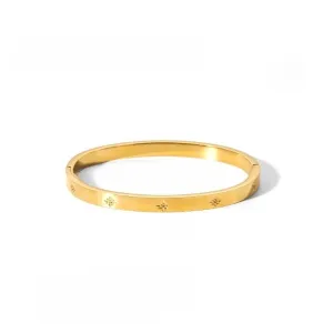 Trendy Clover Styled Cuff Gold Bracelet JLTB0646