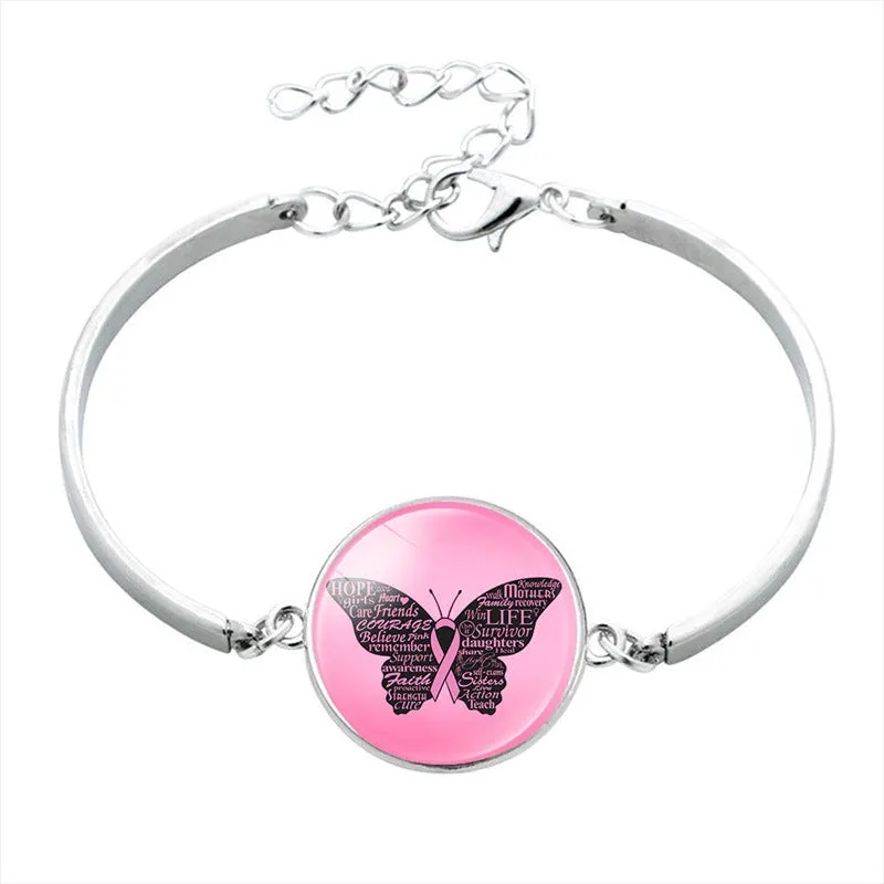 Trendy Pink Robin Breast Cancer Bracelet Jewelry Multi Cancer Awareness Bracelets