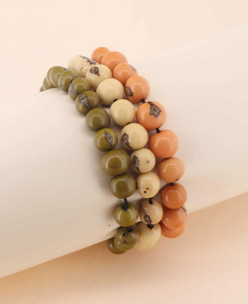 Triple Stretch Açaí Bead Bracelets in Earth Tones