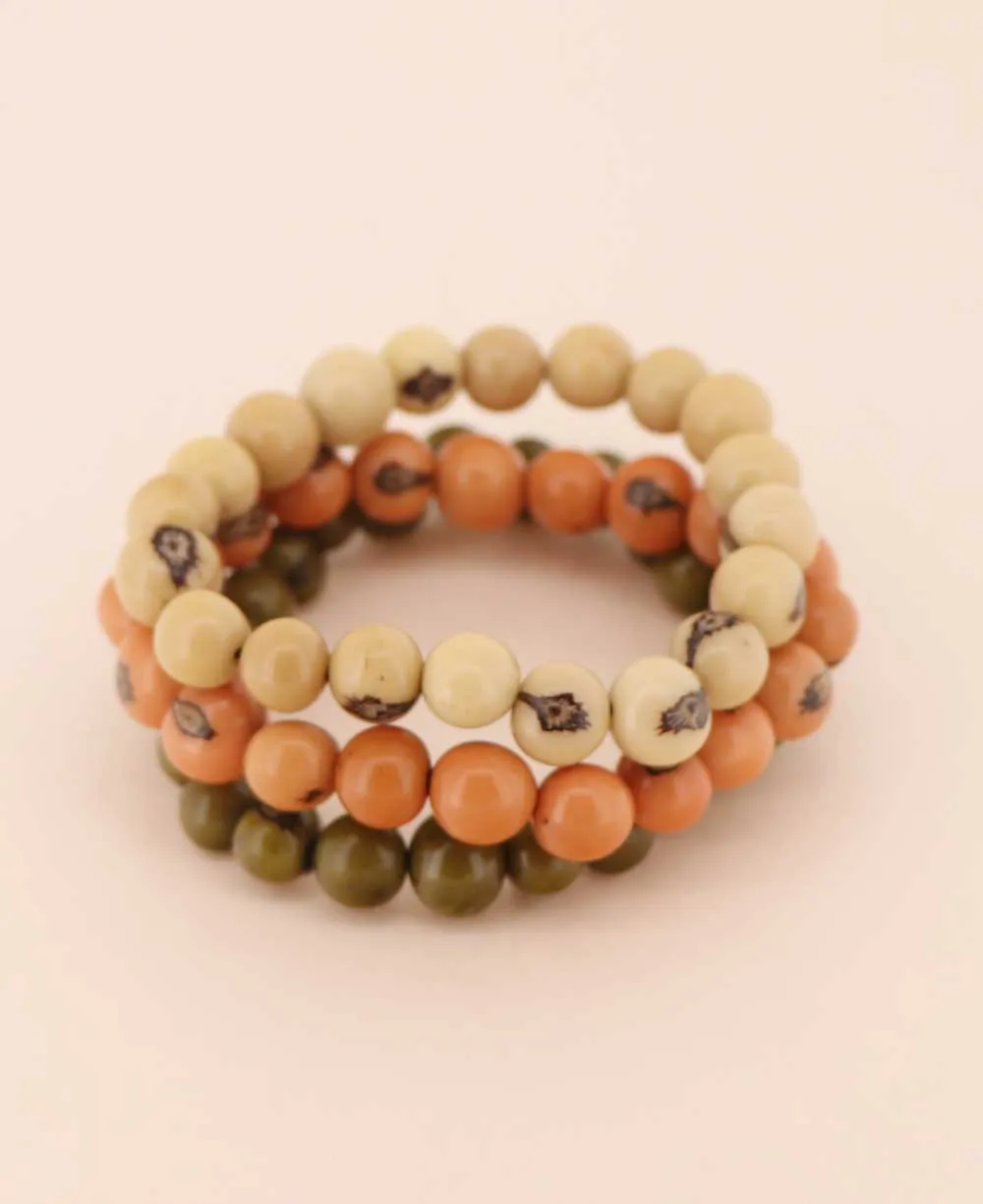 Triple Stretch Açaí Bead Bracelets in Earth Tones