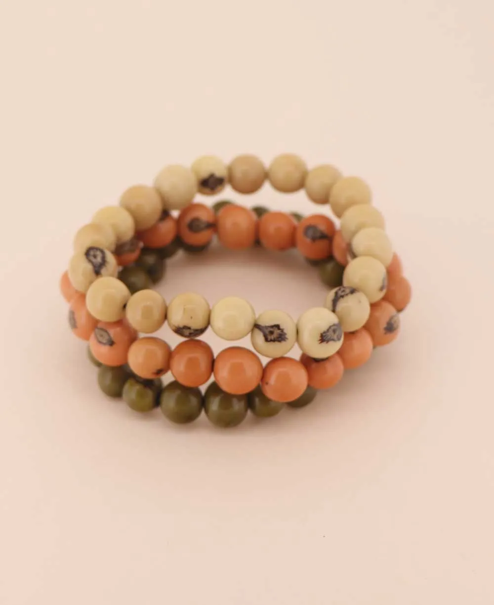 Triple Stretch Açaí Bead Bracelets in Earth Tones