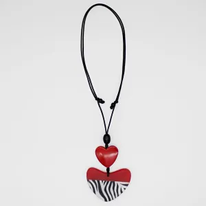 Uma Zebra Print Heart Pendant