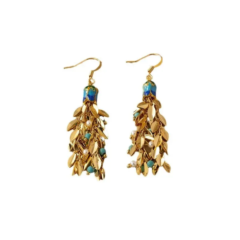 VAIGE Chic Metal Tassel Drop Earrings in Gold and Silver