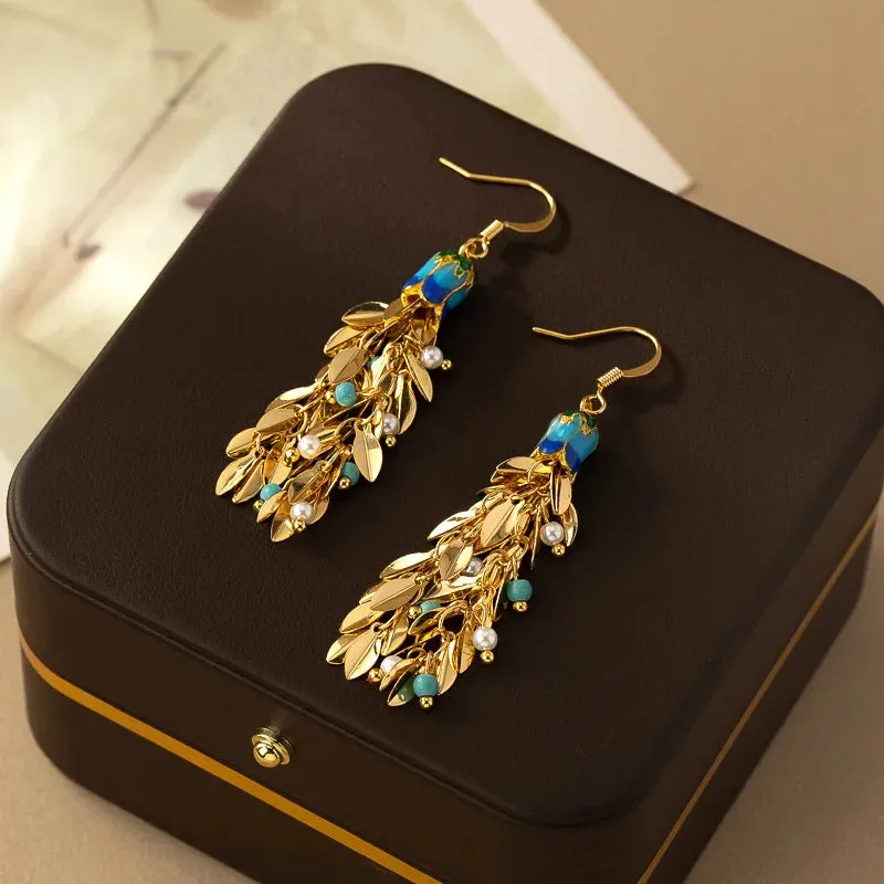 VAIGE Chic Metal Tassel Drop Earrings in Gold and Silver