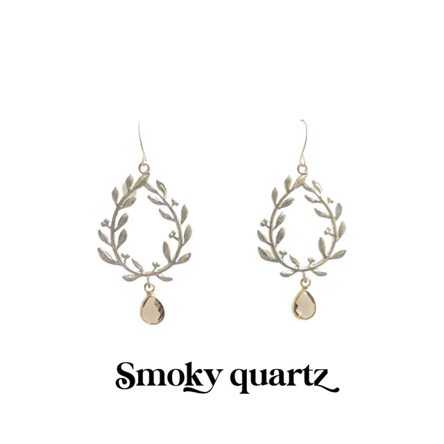 Victory Laurel Leaf Earrings with Energy Stones (various stone options in gold or silver)