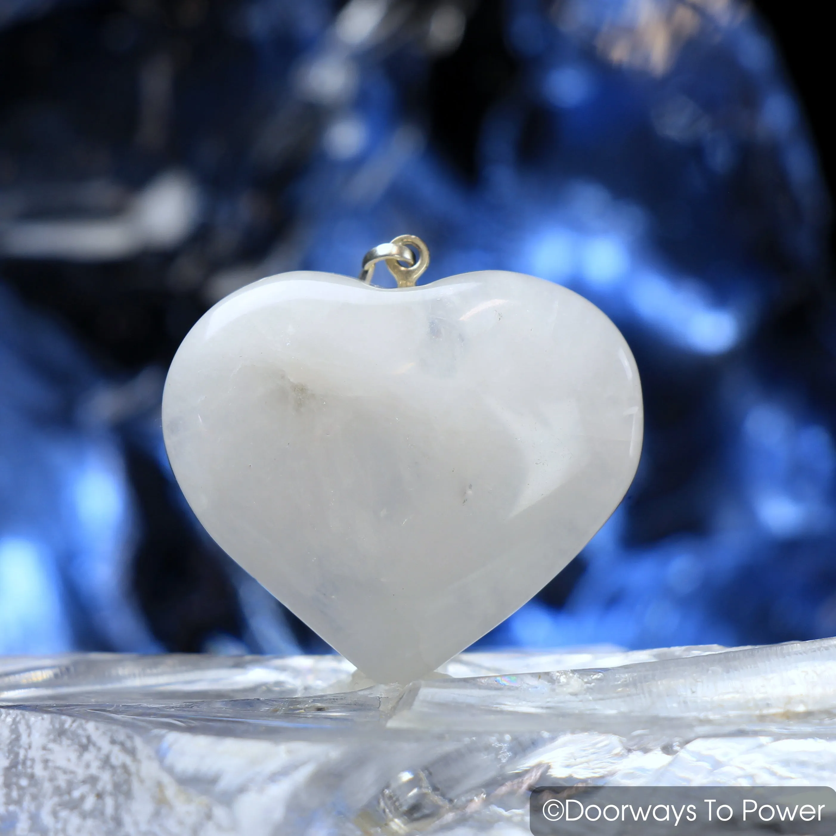 White Azeztulite Crystal Heart Pendants Azozeo Super Activated