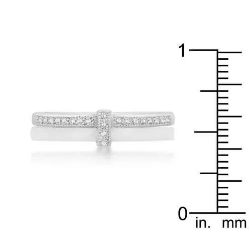 White Ceramic Band Ring With Cubic Zirconia