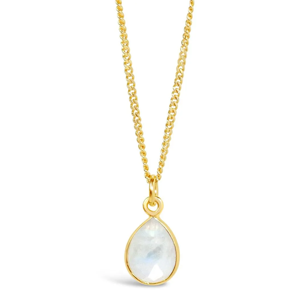 White Quartz Charm Necklace | Gold | April