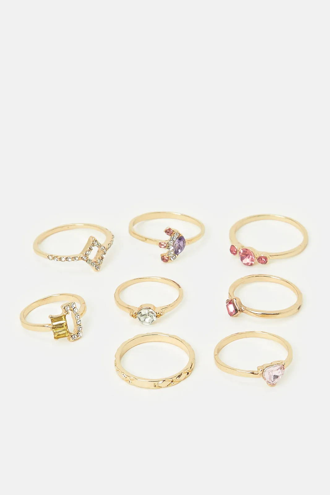 Women Assorted Embellished Ring Set (8 Piece)