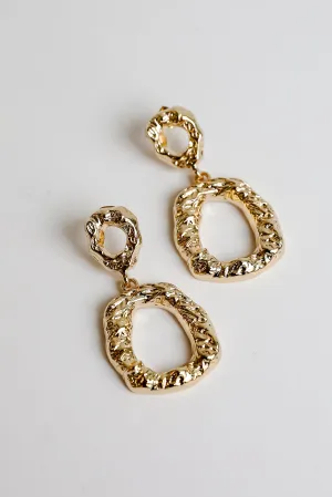 Wren Gold Hammered Drop Earrings