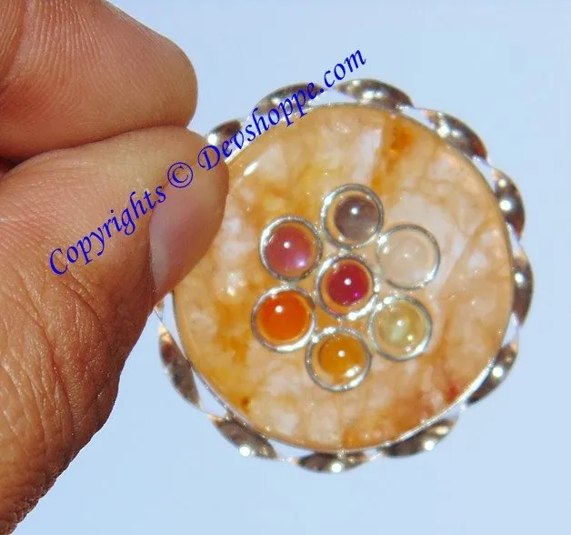 Yellow Agate pendant with Chakra stones